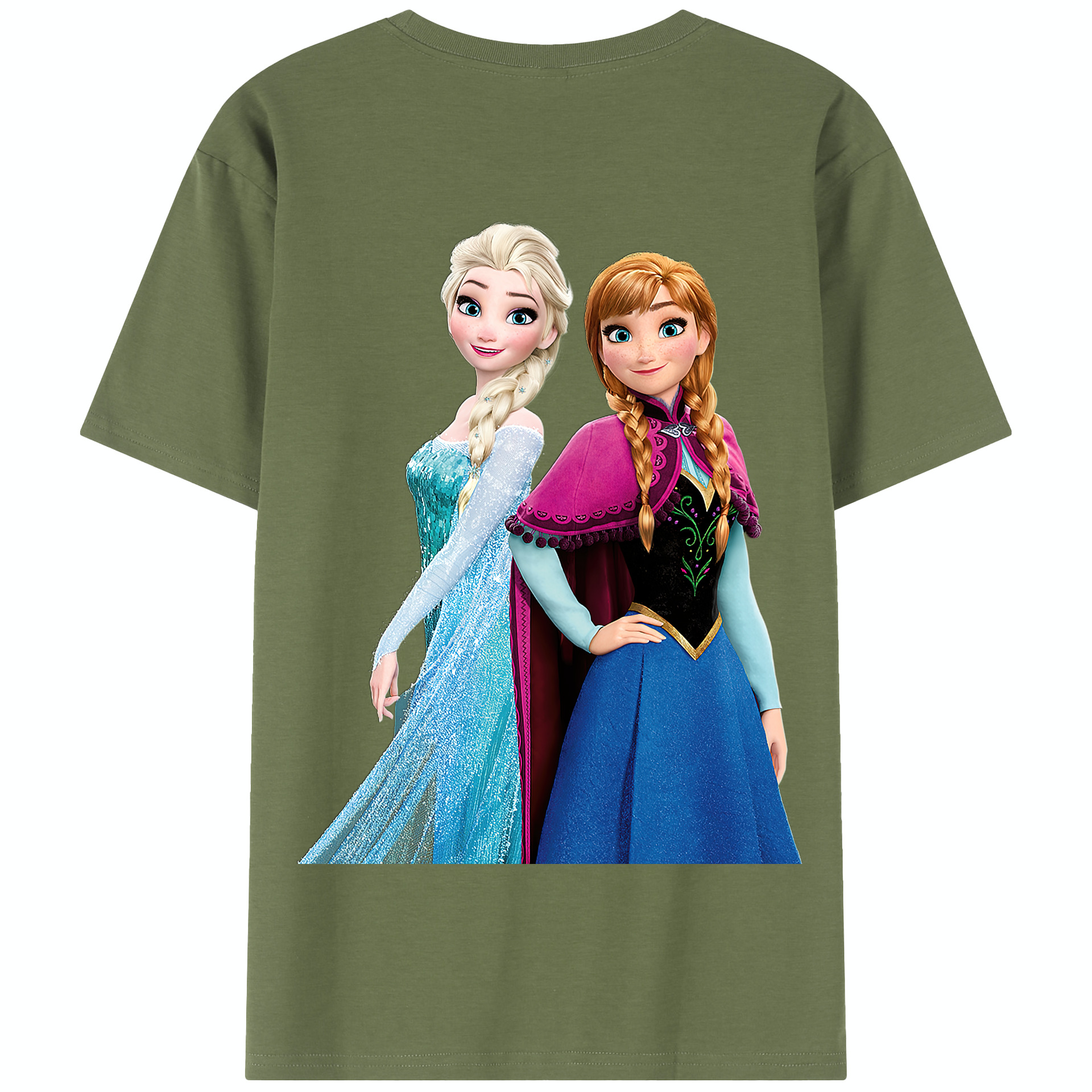 （画像用） アナと雪の女王 アンナ エルサ Frozen Anna Elsa 綿100％半袖Tシャツ（背面プリント）